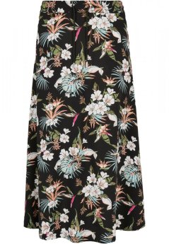 Ladies Viscose Midi Skirt - black tropical