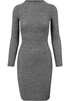 Ladies Rib Dress  - charcoal