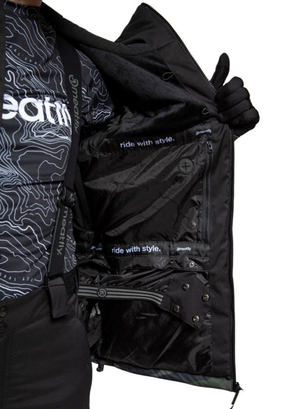 Maskáčová pánská snowboardová bunda Meatfly Hoax Premium