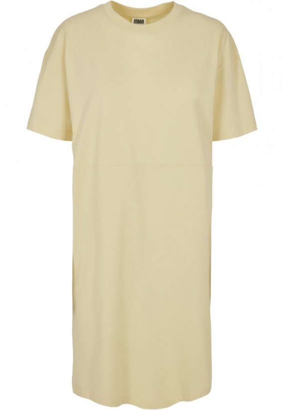 Ladies Organic Oversized Slit Tee Dress - softyellow