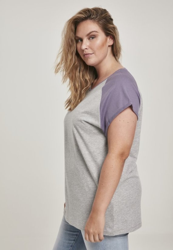 Tričko Urban Classics Ladies Contrast Raglan Tee - grey/dustypurple