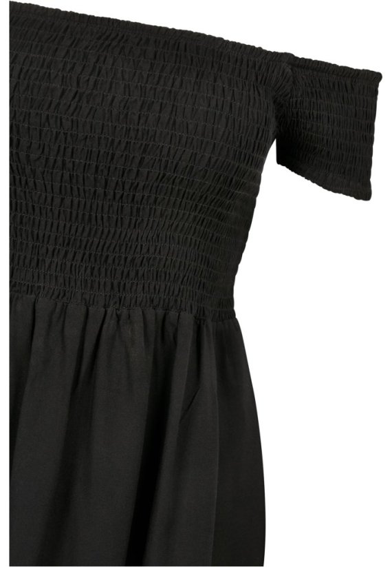 Ladies Smoked Off Shoulder Dress - black