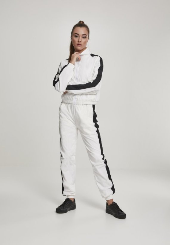 Bunda Urban Classics Ladies Short Striped Crinkle Track Jacket - white/black
