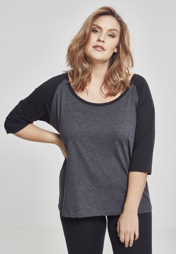 Tričko Urban Classics Ladies 3/4 Contrast Raglan Tee - charcoal/black