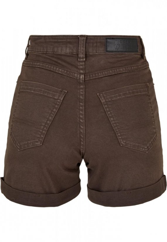 Ladies Colored Strech Denim Shorts - brown