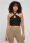 Ladies Rib Knit Crossed Neckholder Top - black