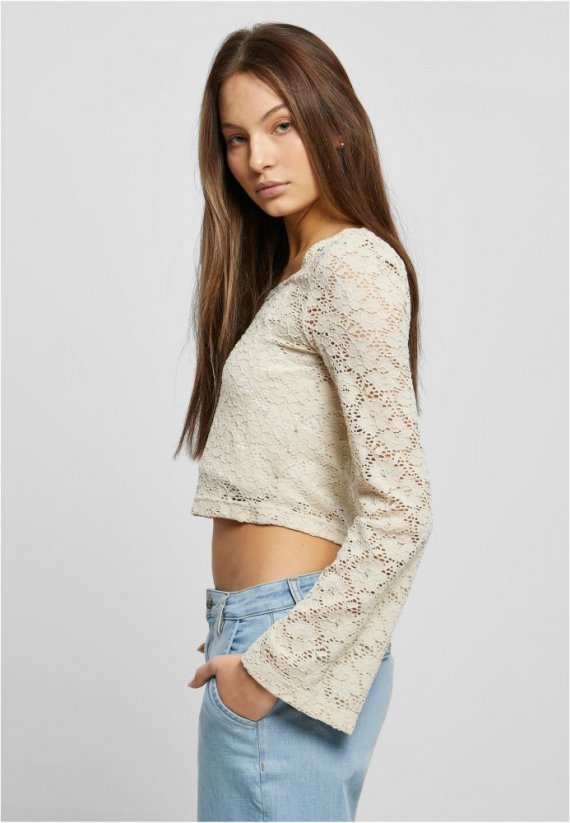 Ladies Cropped Lace Longsleeve - softseagrass