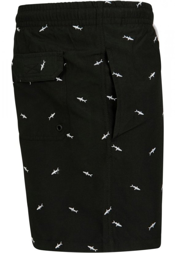 Embroidery Swim Shorts - shark/black/white