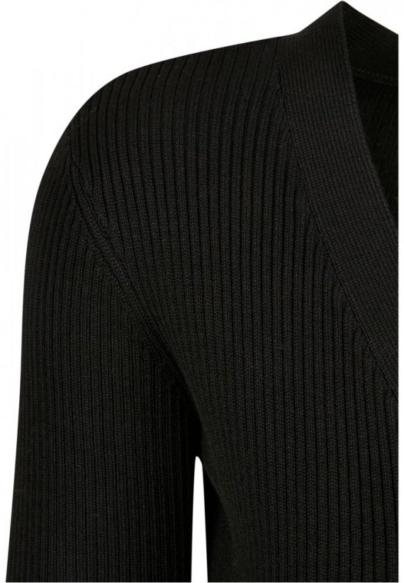 Ladies Rib Knit Wrapped Cardigan - black