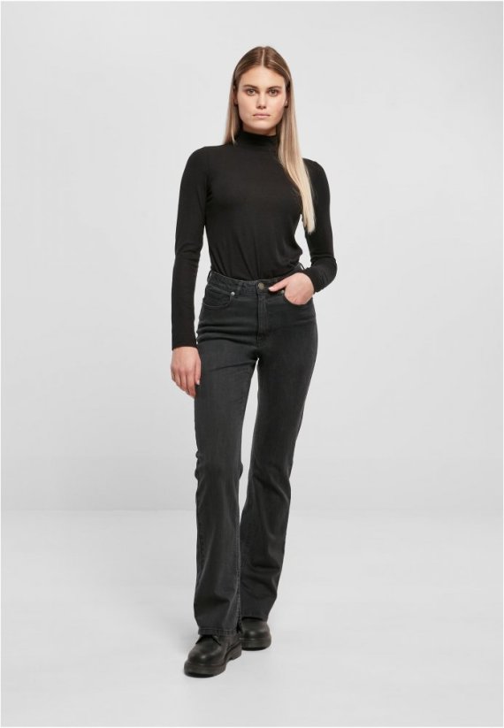 Tmavé dámské džíny Urban Classics Highwaist Straight Slit