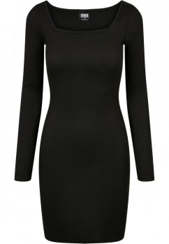 Sukienka damska Urban Classics Ladies Rib Squared Neckline Dress black
