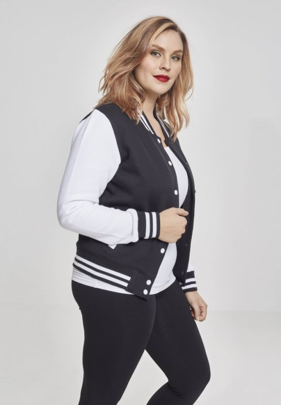 Bunda Urban Classics Ladies 2-tone College Sweatjacket - blk/wht