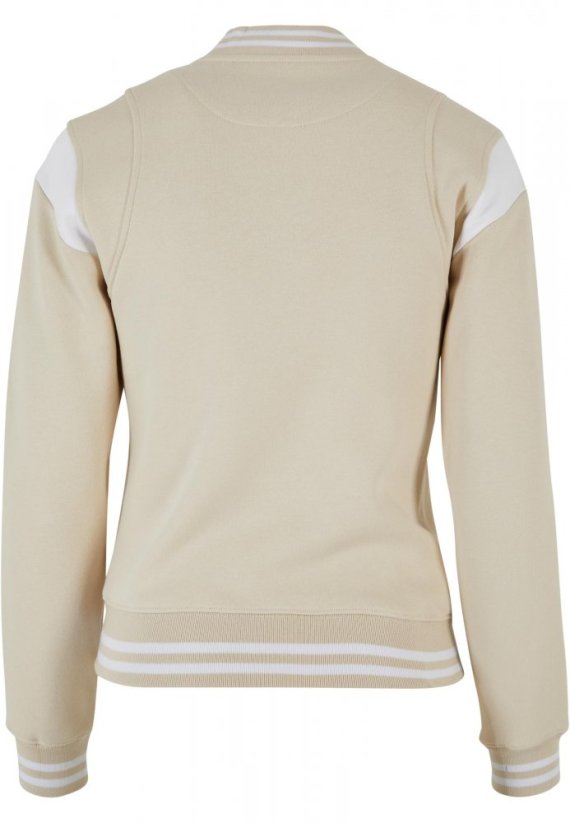 Ladies Inset College Sweat Jacket - softseagrass/white