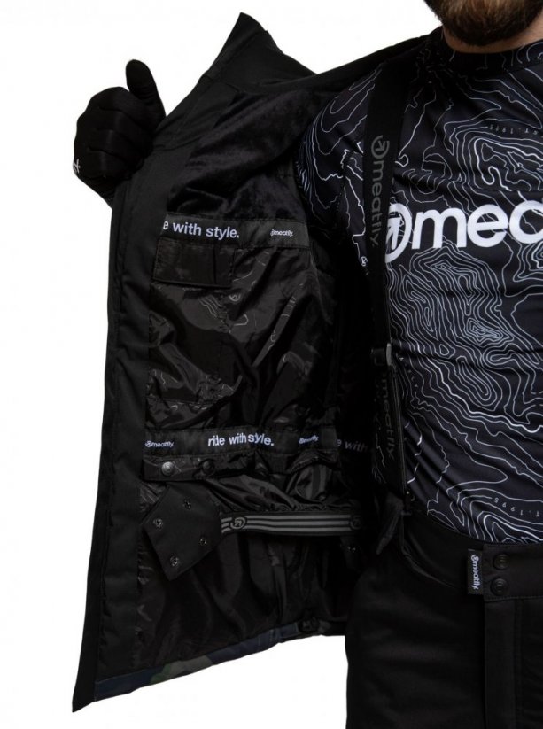 Maskáčová pánská snowboardová bunda Meatfly Bang Premium