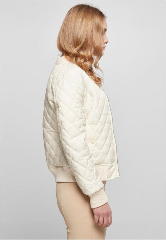 Ladies Diamond Quilt Nylon Jacket - whitesand