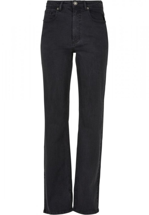 Tmavé dámské džíny Urban Classics Highwaist Straight Slit
