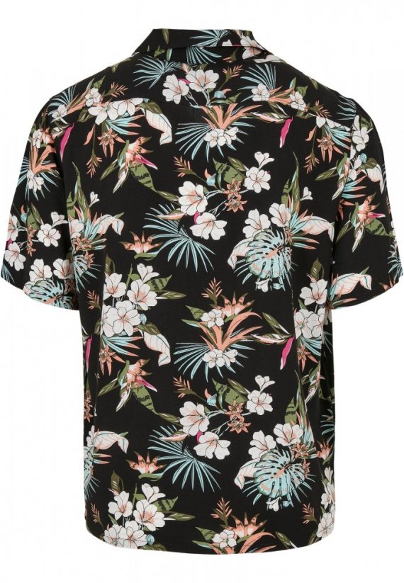 Koszula męska Urban Classics Viscose AOP Resort Shirt - czarnatropikalna