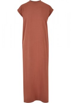 Ladies Long Extended Shoulder Dress - terracotta