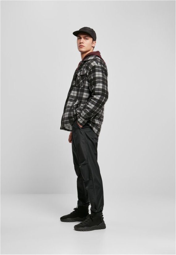 Pánska jarná bunda Urban Classics Plaid Teddy Lined - čierna, biela