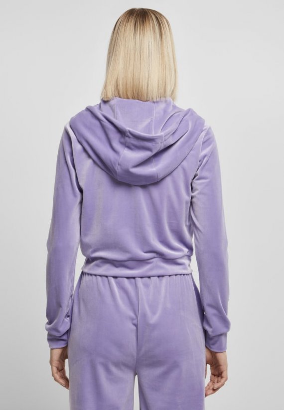 Ladies Short Velvet Zip Hoody - lavender
