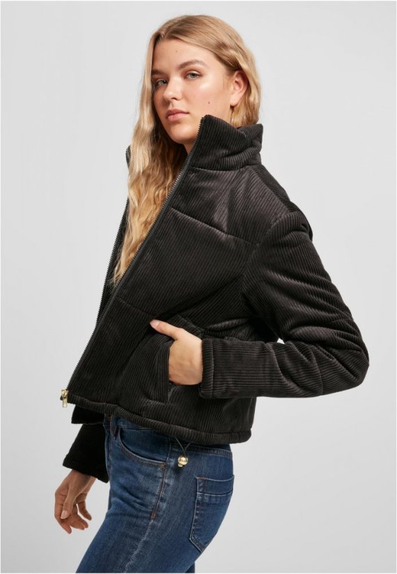 Dámská bunda Urban Classics Corduroy Puffer - černá