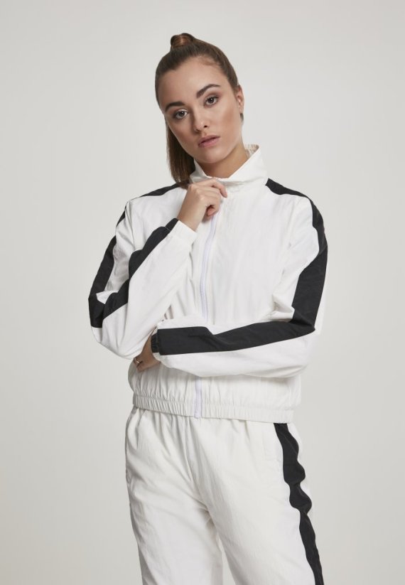 Bunda Urban Classics Ladies Short Striped Crinkle Track Jacket - white/black