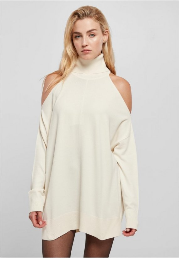 Ladies Cold Shoulder Turtelneck Sweater - whitesand