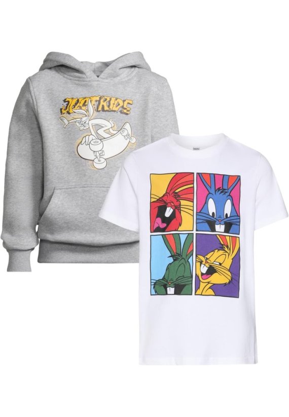 T-Shirt 2 Pack - kurzarm - Bugs Bunny white+heathergrey 110/116