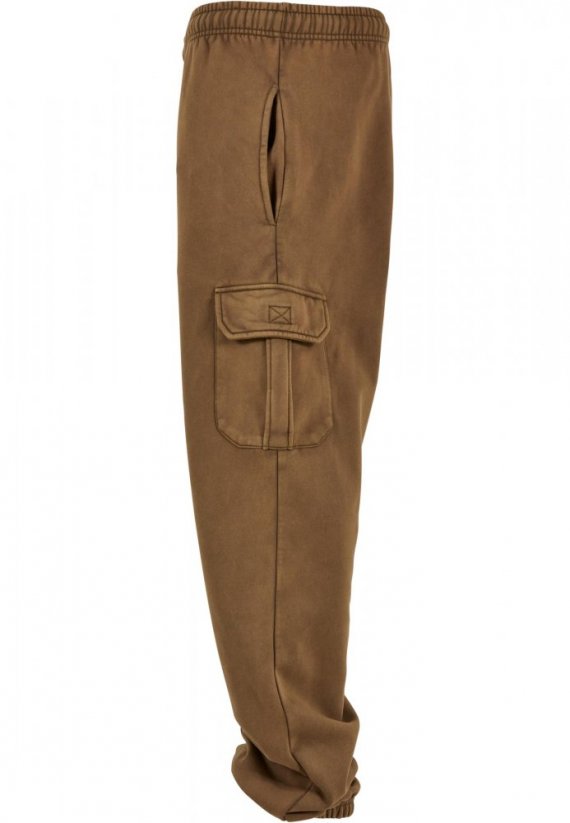 Męskie spodnie dresowe Urban Classics Washed Cargo - oliwkowy brąz