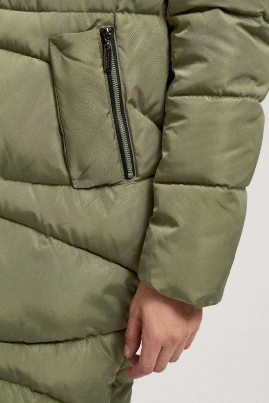 Olivový zimný dámsky kabát Moodo Z-KU-4214