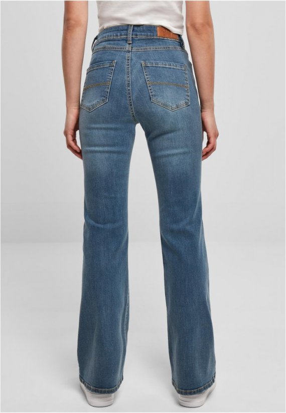 Dámské jeansy Urban Classics Ladies High Waist Flared Denim Pants - midstone washed