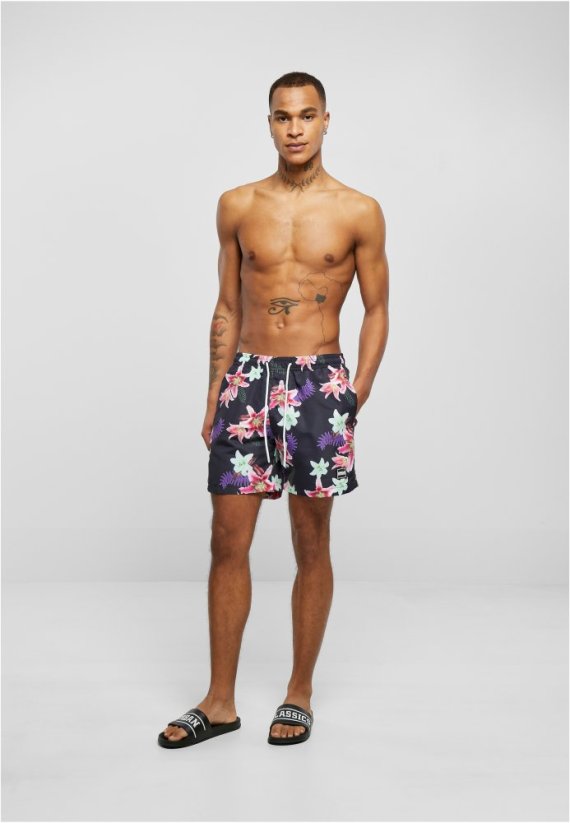 Pánské koupací šortky Urban Classics Pattern Swim Shorts - dark jungle aop