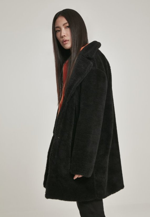 Dámský kabát Urban Classics Ladies Oversized Sherpa Coat - černý