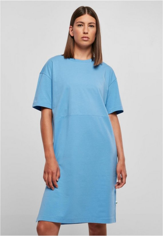 Ladies Organic Oversized Slit Tee Dress - horizonblue