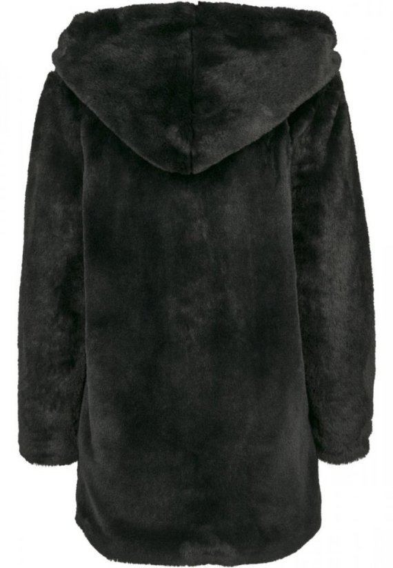Dámský kabát Urban Classics Hooded Teddy - černý