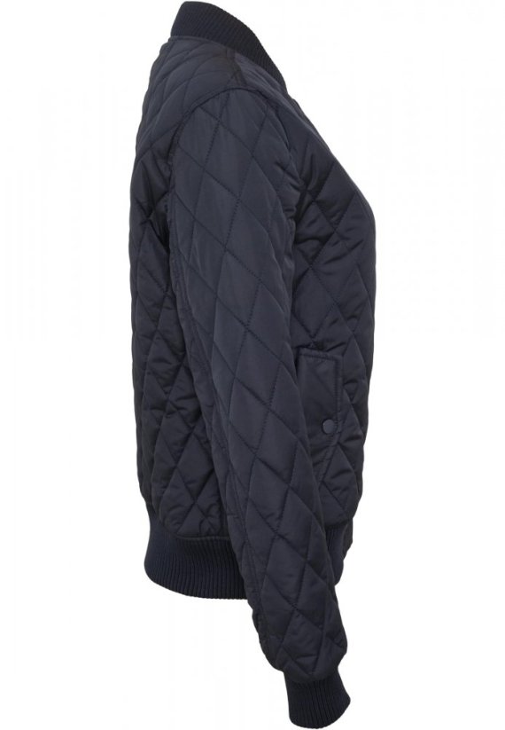 Dámská prošívaná bomber bunda Urban Classics Diamond Quilt Nylon-modrá