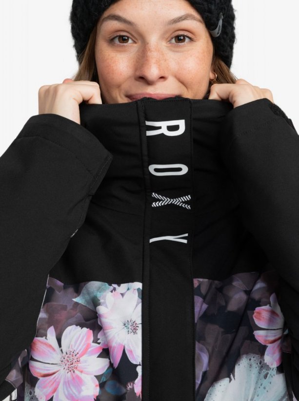 Zimní snowboardová dámská bunda Roxy Galaxy - květovaný potisk