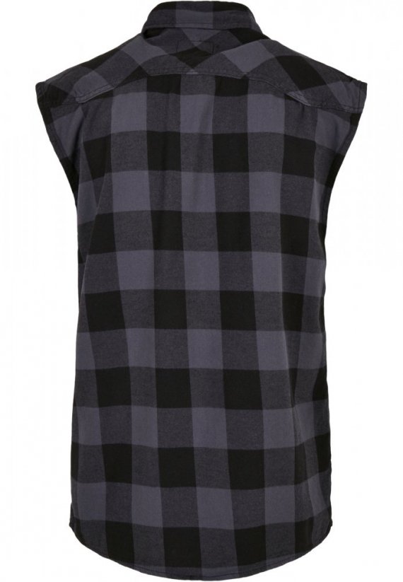Černo/šedá pánská košile bez rukávu Brandit Checkshirt Sleeveless