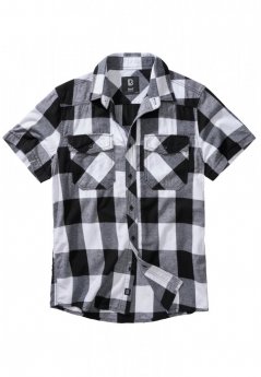 Bielo/čierna pánska košeľa Brandit Checkshirt Halfsleeve