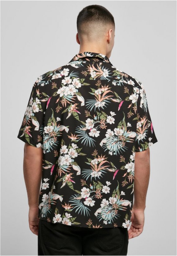 Pánska košeľa Urban Classics Viscose AOP Resort Shirt - blacktropical