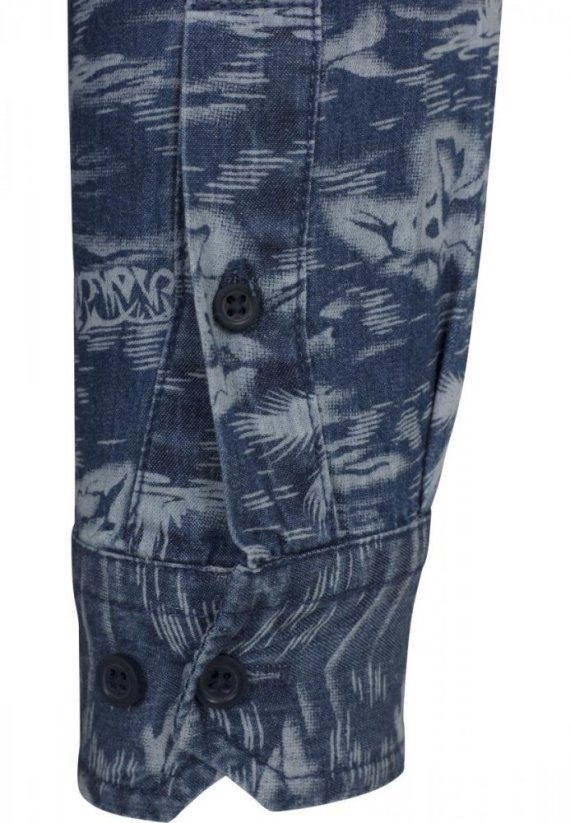 Printed Palm Denim Shirt