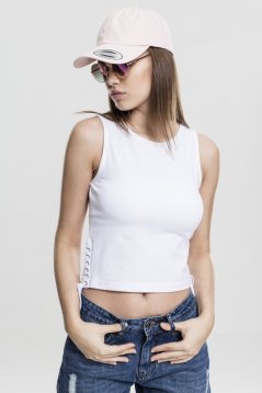 Koszulka Urban Classics Ladies Lace Up Cropped Top - white