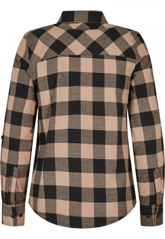 Ladies Turnup Checked Flanell Shirt - black/softtaupe