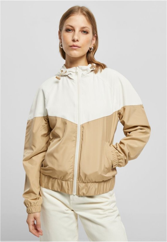 Dámská jarní/podzimní bunda Urban Classics Ladies Arrow Windbreaker - béžová,bílá