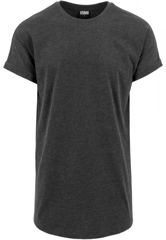 Long Shaped Turnup Tee - charcoal