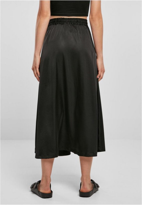 Sukně Urban Classics Ladies Satin Midi Skirt - black - Velikost: M