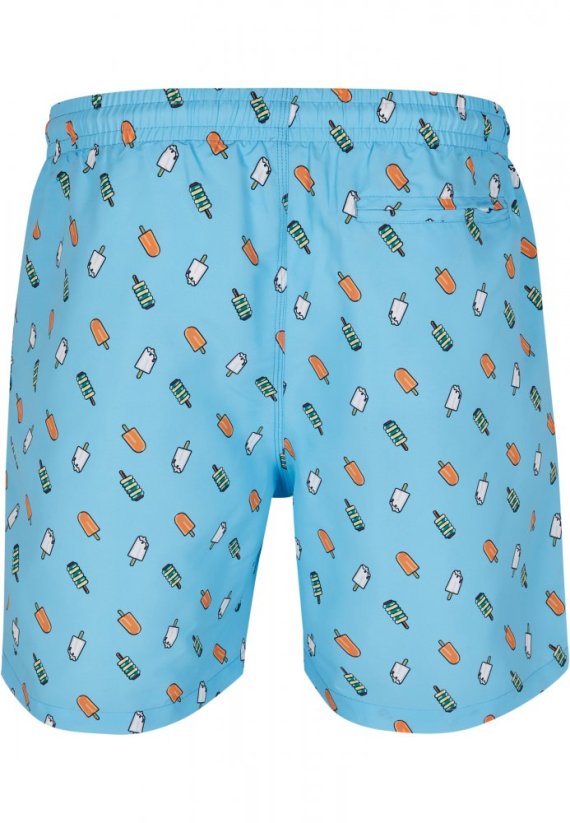 Pánske kúpacie šortky Urban Classics Pattern Swim Shorts - lightblue/ice