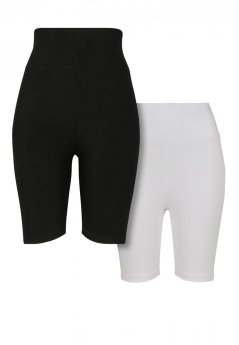 Urban Glassics Ladies High Waist Cycle Shorts 2-Pack - black/white