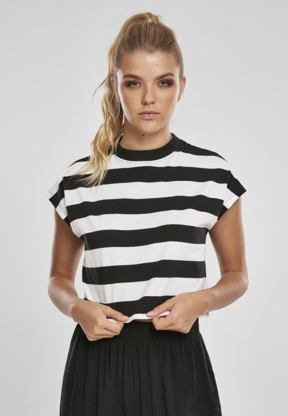 Čierno/biele dámske tričko Urban Classics Stripe Short