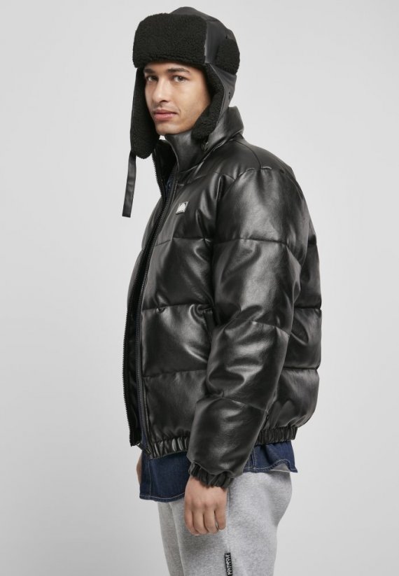 Zimná pánska bunda Southpole Imitation Leather Bubble Jacket - black